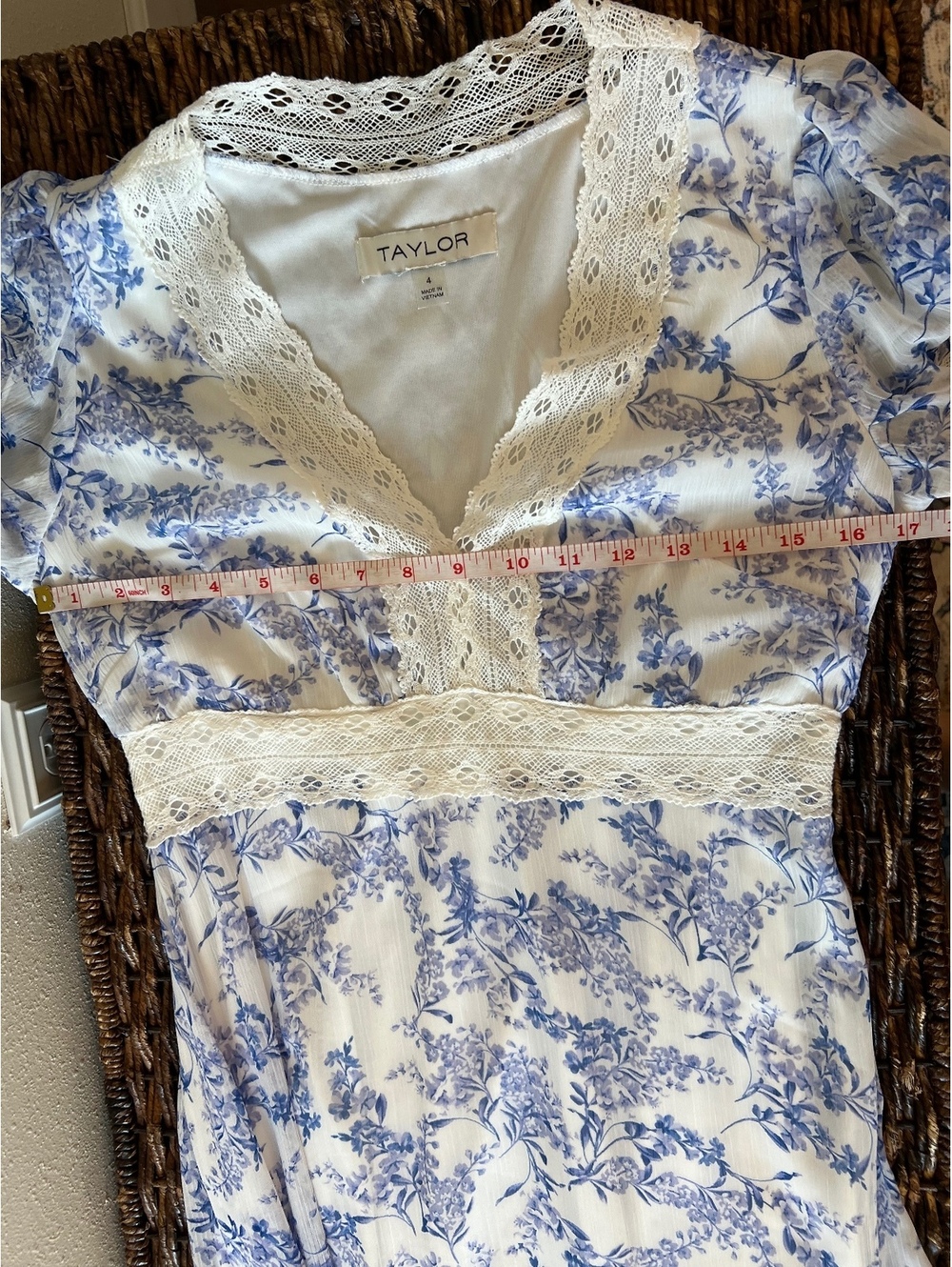 Taylor Blue & White Floral Lace Maxi Dress - Picture 3 of 6